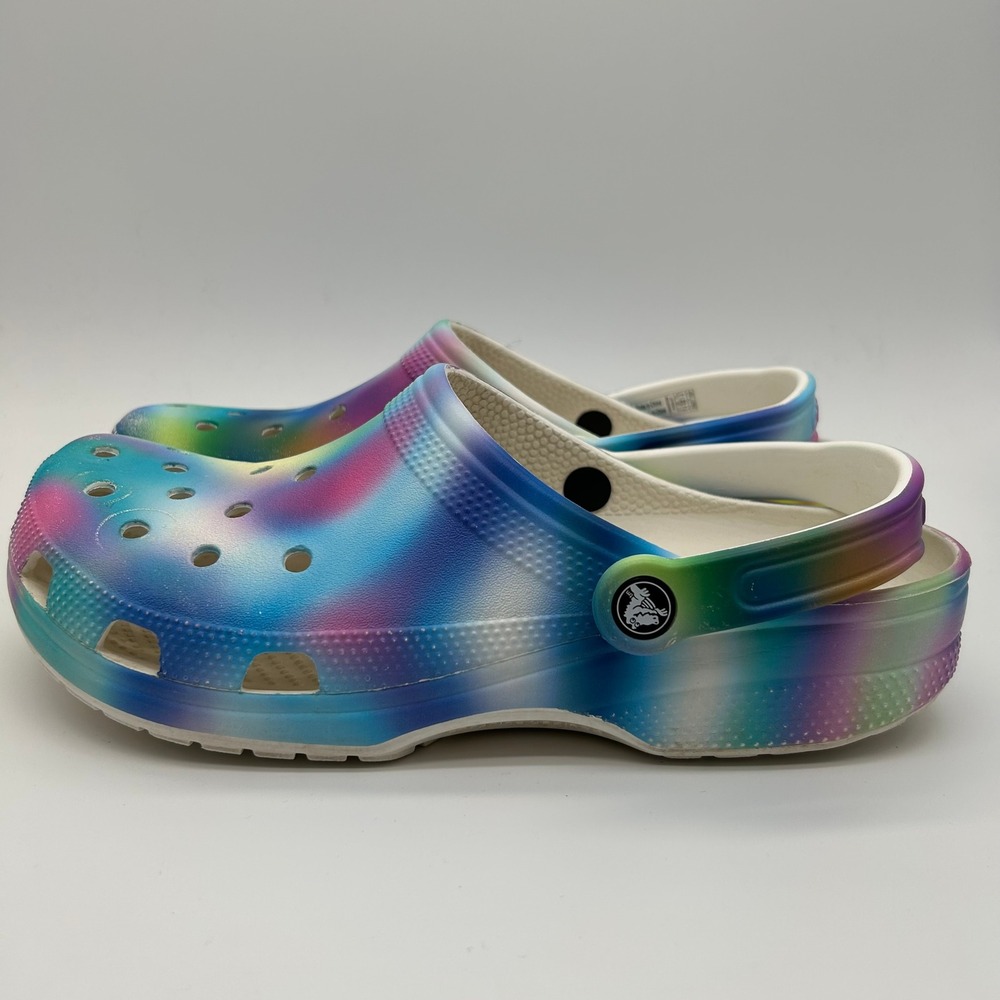 Crocs Classic Clog Mens 10 Multi-Color Tie-Dye Slip-On Breathable Comfortable